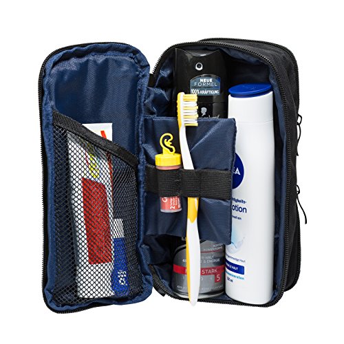 BlueMountaineer Kompakter Kulturbeutel | Kulturtasche, 25 cm, Schwarz