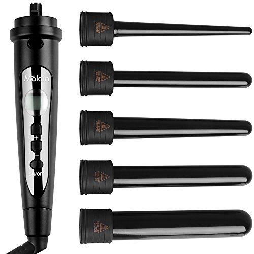 Molain Lockenstab 5 in 1 Lockenwickler Set mit LCD Anzeigen leicht zu einstellen Tempratur unterschiedlichen Größen Stäbe für verschiedene Locken, feine Verpackung Perfekt als Geschenk für Frauen - 2