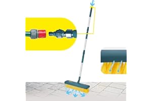 GARDI REX Balai Brosse à Jets Jet Brosse - GARDIREX | Manche Ajustable, Raccord Tuyau, Nettoie et Rince Terrasses et Extérieurs