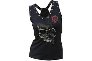 Fensajomon Totenkopf-Shirts für Damen, Tank-Tops, ärmellos, Workout, Sommer, bedruckt, lockeres Lauf-T-Shirt