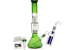 BONGBONGBONG Glass Bong Pipe Water Bongs w/ 14.5mm Bowl, 35cm Height, 520g - Tornado Filter, Recycling, Nicotine Free