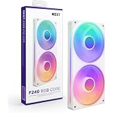 وحدة مروحة NZXT F240 RGB Core أحادية الإطار، بما في ذلك مروحة RGB مقاس 240 مم، ومروحة RGB مقاس 120 مم، والتحكم في السرعة والإضاءة، والضغط الثابت العالي v
