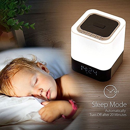 Preisvergleich Produktbild Bluetooth Lautsprecher, Fozela Bluetooth Lautsprecher mit Led / BerüHrungsempfindliche Lampen / Wireless Speaker mit 3 Licht Modus, Berührungsempfindliche Steuerung / TF Karte / USB / Freisprecheinrichtung / Wecker für Familie Büro Unterwegs Auto