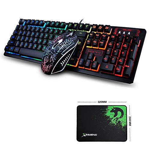 Felicon Clavier K-13 Mouse Combo Arc En Ciel LED rétroéclairé 104 touches ergonomique USB Gamer c Felicon Clavier K-13 Mouse Combo Arc En Ciel LED rétroéclairé 104 touches ergonomique USB Gamer c