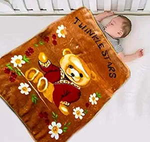 JBG HOME STORE New Born Baby Blanket for Winter - Soft Cartoon Kid Blankets for Boys/Girls - Warm Light Weight Kids/ Babies Blankets/Duvet Baby Wrapper, Pack of 1, 80x115 cm, Brown