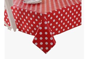 Vinylla Polka Dot Red Easy Wipe Clean PVC Tablecloth (Round(Dia.160cm))