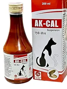 Antriksh Pet Shop AK-Cal Calcium Syrup Calcium Plus Syrup for Dogs, Kittens, Puppies & Cats (Chicken Flavour - 200 ml)