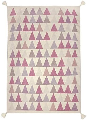 Art For Kids Kilim Rug-Handwoven 100% Virgin Wool-Beautiful and Durable-2, Pink, 140 x 200 cm