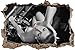 Produktbild Pixxprint 3D_WD_5354_62x42 Rockabilly, Retro Style Wanddurchbruch 3D Wandtattoo, Vinyl, schwarz / weiß, 62 x 42 x 0,02 cm