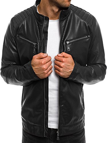 OZONEE Herren bergangsjacke Jacke Bikerjacke Kunstlederjacke Sweats Sweatjacke Faux Leder Frhlingsjacke ADREXX 2701 SCHWARZ XL