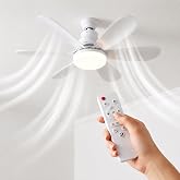 Coverzone 40W Tavan Tipi Fan Uzaktan Kumandalı LED Aydınlatmalı 52 cm Pervane 3 Kademeli Hız Ayarlı Beyaz Doğal Sıcak Işık,Za