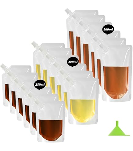 Produktbild von MEGAROOM Getränkebeutel 30 Stück à 380 Ml – Auslaufsicher, BPA-frei, Selbststehend, Wiederverwendbar – Ideal Für Alkohol, Saft & Wasser