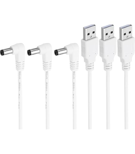 PATIKIL Cavo Alimentazione USB A DC 5,5x2,1 Mm – 1,5 Metri, 2 Pezzi, Per Luci, Ventole, Altoparlanti, Router, Bianco