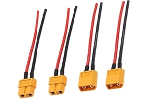 Switian 2 Pairs XT60 Connector Male Female with Housing Connector Sheath with Silicone Cable 100mm 14AWG for Battery Lipo FPV Drone