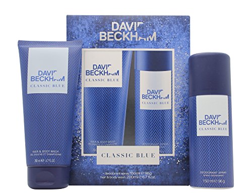 DAVID BECKHAM CLASSIC BLUE 150ML DEODORANT SPRAY & 200ML HAIR & BODY WASH GIFT SET / COFFRET