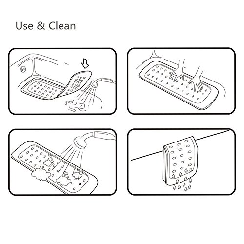 Keten Rutschfeste Badematte für Badewanne und Dusche, Naturkautschuk, 76 x 34 cm, passt zu allen Badewannengrößen, Antibakterielle luxuriöse Duschmatte für Duschkabine, mit 199 starken Saugnäpfen (blau) - 7