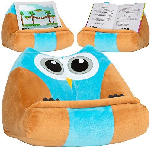 Kinder iPad und Tablethalter fürs Auto, Reisen oder fürs Lesen im Bett - Hund Kuscheltier Buchhalter & Lesekissen - Ideal für Jungen, Mädchen & Kinder aller Altersstufen