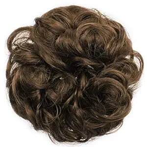 12#-Light Brown : OneDor Ladies Synthetic Wavy Curly or Messy Dish Hair Bun Extension Hairpiece Scrunchie Chignon Tray Ponytail (12#-Light Brown)