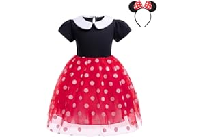 Lito Angels Deguisement Robe Princesse Mouse avec Oreilles de Souris Serre-tete pour Bebe Filles Taille 18-24 mois, Pois Rouges (étiquette en tissu 90)