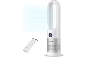 IcyAir Rotorloser Ventilator, Turmventilator sehr Leise, 35 dB, 90° Oszillation, 8 Geschwindigkeiten, 9H Zeitschaltuhr, Kindersicher, LED-Anzeige, Ventilator Schlafzimmer Leise mit Fernbedienung
