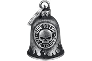 MOCY BELL - Clochette Moto pour la Protection et la Bonne Chance Ride to Live Crâne HD Vintage