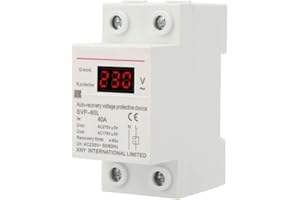 Dispositif de Protection Contre Surtensions et sous-Tensions à Récupération Automatique 230V 40A avec Affichage de Tension et Voyant Lumineux Dispositif de Protection Rail DIN