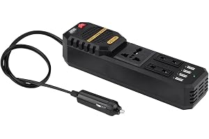 YU WELL 200W Power Inverter, DC 12V to AC 220V Car Power Inverter with 4 USB Port Cigarette Lighter