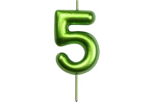 DERVENTA Number Candle Green 2.36 inch Party Celebration Anniversary Decoration Perfect Birthday Brunch Dessert Cake Topper 1 Piece (Number 5 Green)