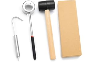 YOLISPA Ensemble D'ouverture de Décapsuleur de Noix de Coco + Marteau en Caoutchouc + Grattoir à Viande de Noix de Coco Noix de Coco Facile à Ouvrir en Toute Sécurité