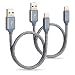 Produktbild Kurze USB C Auto Ladegerät Kabel, Higoo 2 Pack Typ C Ladekabel 0,3 m Schnelle Ladung Nylon Kabel & USB 3.0 Datenkabel für Samsung Galaxy Note 8 S8 + LG G6 G5 Huawei Kamerad 10 Pro P10 Plus Honor 9 Grau