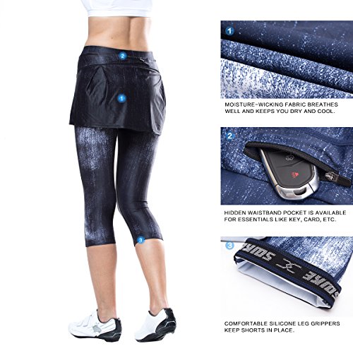 SOUKE Frauen 4D Gepolstert Radfahren Tight Bequeme Cycle Hose Radfahren Rock Skorts Lange Hosen & 3/4 Radfahren Hosen - 5