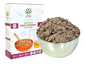 Arya Farm Certified Organic Breakfast Cereal Ragi ( Finger Millet ) Flakes 300g ( Organic / No Added Sugar / No Preservatives / High Fibre Breakfast Cereal for Kids Ragi )