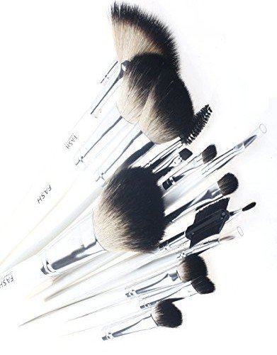 FASH 16-Piece Professional Goat Hair Makeup Brush Set with Faux Leather Pouch