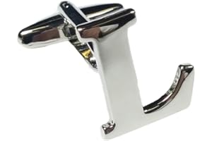 CHARLES WILLIAM FASHION SINGLE (Buy 2 For A Pair) Alphabet Letter Initial Cufflink Wedding Business Mix & Match Silver Letter Cufflinks - LETTERS SOLD INDIVIDUALLY Choose Different Letter For Each Hand