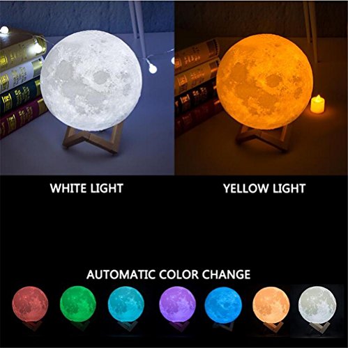 LY-JFSZ 3D Printing Lights Moon Light 7 Colors 3 Modes LED Night Light USB Charging Bedroom Decorations