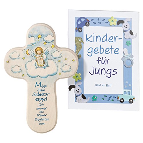 Kinder-Kreuz Kinderzimmer Schutzengel mit Harfe - Taufbox.de