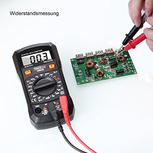 Tacklife DM03B Klassisches Digital Multimeter(Spannungsmesser, Stromprüfer, Widerstand, Temperaturmessung)Multitester mit Hintergrundbeleuchtung - 6