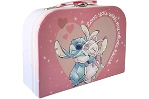 ARDITEX, Caja Almacenaje Decorativa Stitch, Maleta de Cartón con Asa, Maletin Infantil Ideal para Almacenamiento de Juguetes, Lápices, Rotuladores y Pinturas, 9.5X7X15 Cm