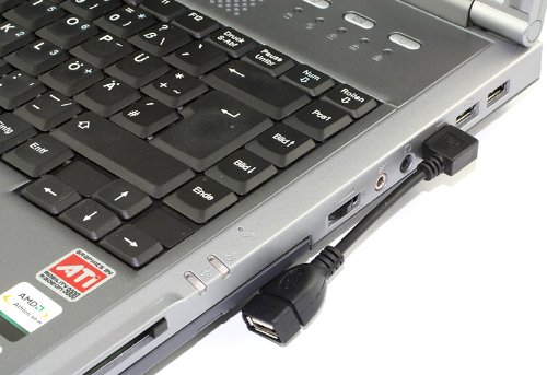 COM-FOUR USB 2.0 Verlängerungskabel Stecker / Buchse Adapter 90° links gewinkelt 10 cm – 2 Stück - 4