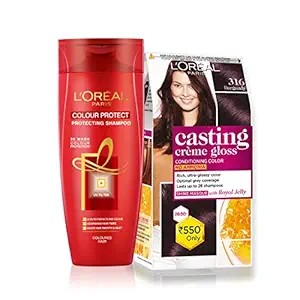 LOreal Paris Casting Creme Gloss Hair Color ( Burgundy 316) & Color Protect Shampoo, 87.5g + 72ml and 192ml(352ml) (Pack of 2)