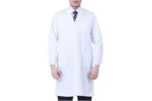 NAJZYBA Blouse Blanche Chimie Lycee Coton laboratoire Blouse Medicale blanc manches longues Blouse medicale femme/homme