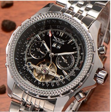 Luxus Mechanische Herren Automatik Automatikuhr Edelstahl Armband XL Schwarz DATUM Geschenk Etui Luxus Mechanische Herren Automatik Automatikuhr Edelstahl Armband XL Schwarz DATUM Geschenk Etui