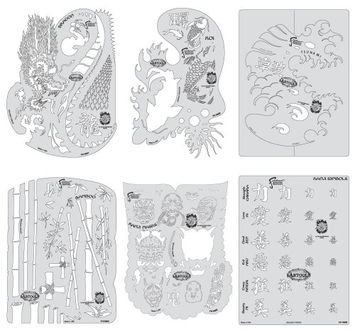 IWATA MEDEA Artool Freehand Airbrush templates, Kanji Master