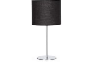 Aigostar - Lámpara de Mesa Clásica, Porlámparas de Casquillo Fino E14, Lámpara Decorativa Clásica con Base de Acero Brillante y Tulipa Negra, Perfecta para Mesa de Noche o Decorar Cualquier Estancia