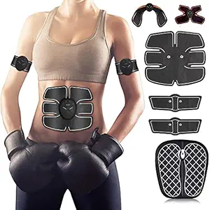 Abhsant 6 in 1 Abs Stimulator Muscle Intensity Electrical Abdominal Toning Belt Training Patch Training Device Muscle Sculpting at Home for Men/Women Arm/Abdomen/Thight/Buttock Muscles