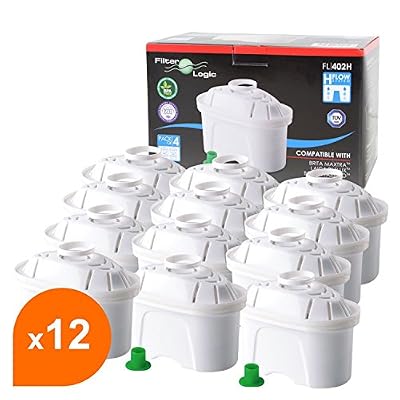 FilterLogic 12 x FilterLogic FL402H - Cartouche filtrante compatible BRITA Maxtra pour fill & enjoy Elemaris / Marella / Navelia / Optimax et Bosch - Siemens Tassimo carafe filtrante