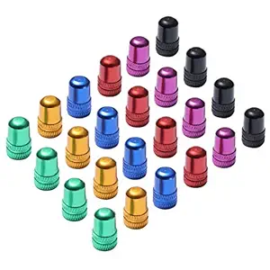 Dymoece 24pcs Aluminum Alloy Schrader Valve Caps Bicycle Tire Valve Stem Caps