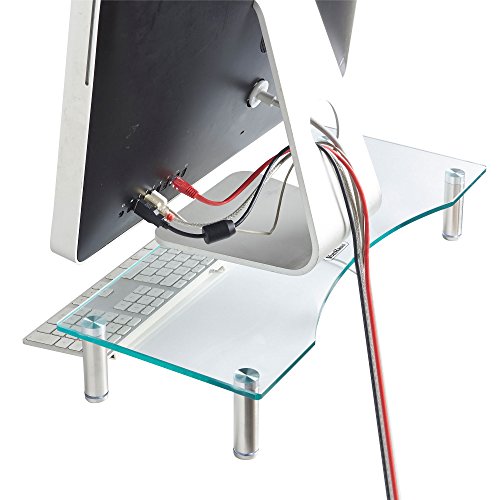 VonHaus Gebogener Ständer aus Glas für Computer, Laptops & TV – 56 x 24cm - 5
