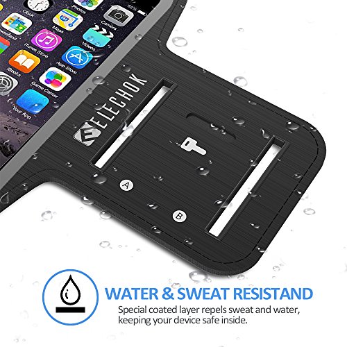 ELECHOK SchweiÃŸfest Sport Armband Fitness Universell HandyhÃ¼lle iPhone-ID Touch-Mit SchlÃ¼sselhalter,Kabelfach,Kartenhalter,fÃ¼r iPhone 8/7/6/6S/5/SE,Galaxy S7/S6 edge Laufen Joggen bis 5.1 Zoll-Schwarz