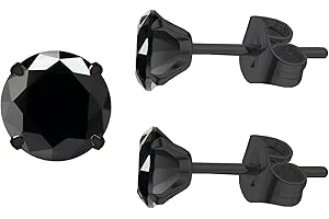 SUNNYSHOPDAY 6mm Silver 5A Black Obsidian Hypoallergenic Quartz Stone Surgical 316L Stainless Steel, Tragus Cartilage Sleeper Earrings,Earring Stud Gift Box,Men Women